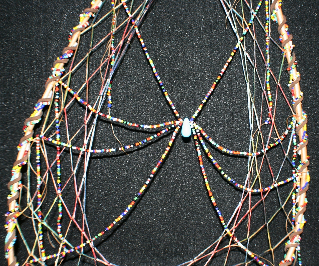 grandmother spider dreamcatcher by john pete with snowshoe hoop and beaded spider